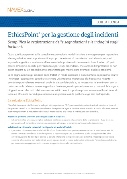 EthicsPoint® per la gestione degli incidenti | NAVEX IT